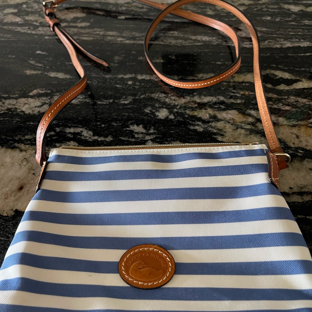 Dooney & Bourke Blue and White Striped Crossbody